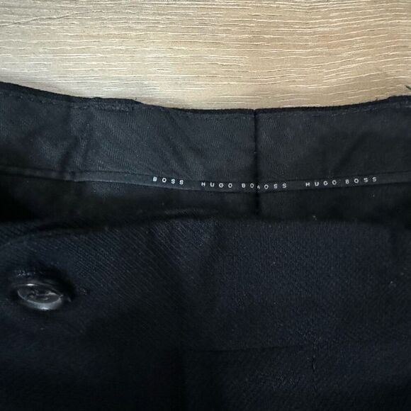Hugo Boss Einstein Sigma Virgin Wool Dress Suit Pants Solid Black Classic 38S - Picture 2 of 5